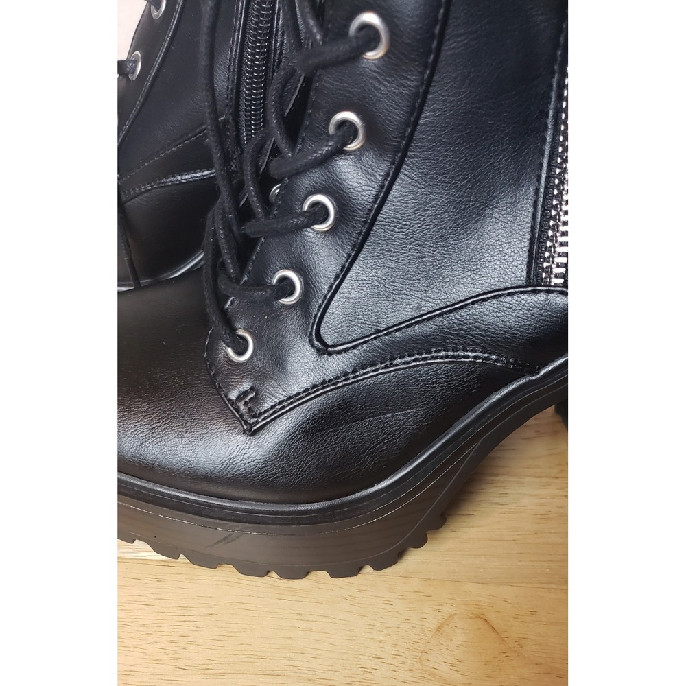 GBG Los Angeles Black Platform Combat Boots Chunky Block Heel Womens 9.5M - Picture 11 of 11